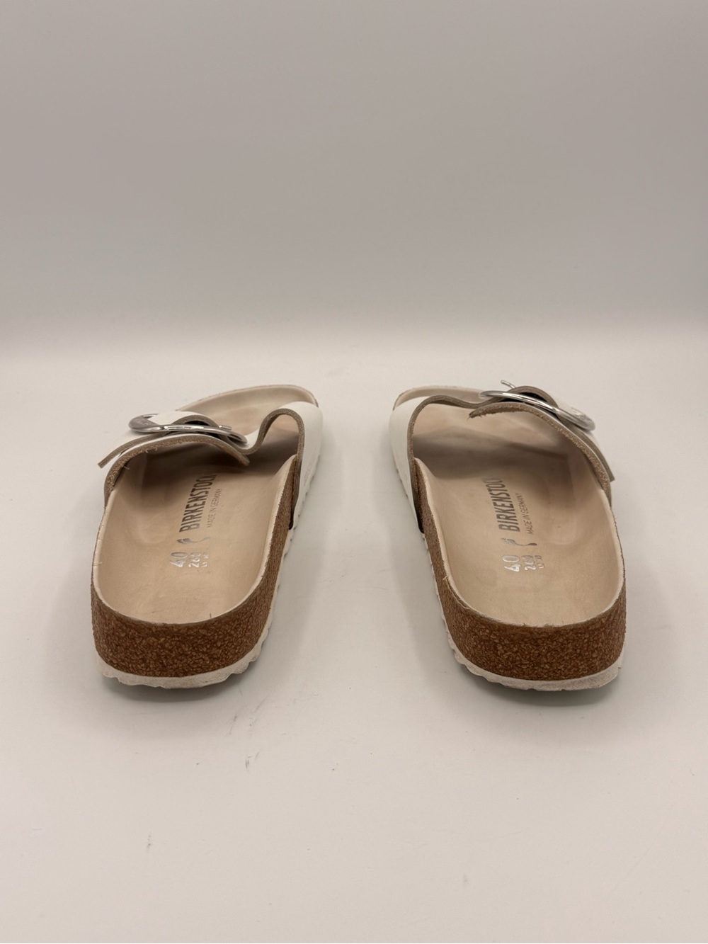 Birkenstock Madrid Big Buckle Sandals in White Leather | SLIGHTLY USED - Picture 8 of 9